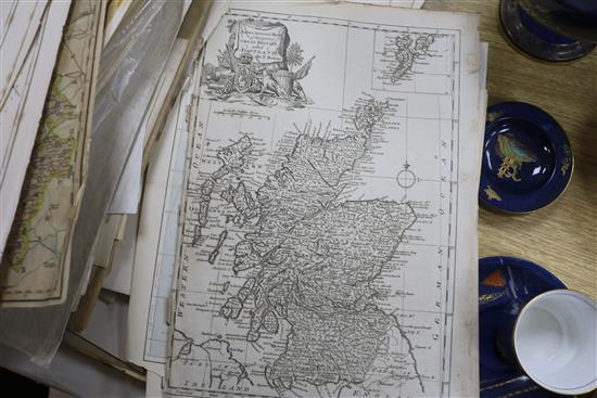 A folio containing a large collection of all World maps, 17th - 19th century, 12mo, double folio, many hand